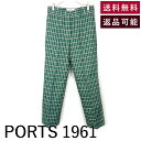 【中古】ポーツ 1961 PORTS 1961 パンツ チェック柄 テーパード センタープレスステッチ グリーン系 送料無料 g0629k027 返品可 古着 ...