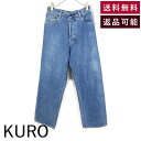 【中古】クロ KURO デニム 変形デニム ワイドストレート アシメ ダメージ加工 ハイウエスト デニムブルー 送料無料 h0531sq001 返品可 古着 中...