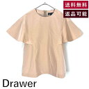 【中古】ドゥロワー Drawer フレアショートスリーブブラウス 上品 可愛い 光沢 薄手 ピンクベージュ 送料無料 6521-299-0776 h0613y0...