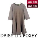【中古】デイジーリンフォクシー DAISY LIN FOXEY ワンピース 七分袖 フレア 上品 グレージュ系 送料無料 32433-DAOFX37K h072...