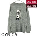 【中古】シニカル CYNICAL ミルクジャガードニット MILK ワンポイント 牛乳パック柄 可愛い グレー 送料無料 152-95157 h0408m006...