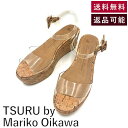 【中古】ツルバイマリコオイカワ TSURU by Mariko Oikawa サンダル ウェッジソール コルク クリアラバーストラップ ベージュ系 送料無料 W...