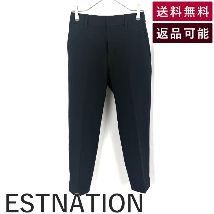 Rakuten - 【中古】エストネーション ESTNATION テーパードパンツ クロップド スリット ストレッチ スミ黒 送料無料 01-109-07-024600 h1029h0018 返品可 古着 中古 ブランド古着DB