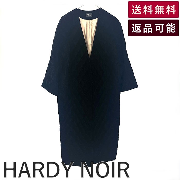 Quilted Jacket - 【中古】アルディーノアール HARDY NOIR キルティングコート ベルベット ロング Vネック ブラック 黒 送料無料 17-020-208-1010-3-0 h0305m00718 返品可 古着 中古 ブランド古着DB
