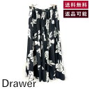 【中古】ドゥロワー Drawer ロングスカート フレア 花柄 モノトーン ブラック ホワイト 黒 白 送料無料 6524-299-1331 h1114t044...