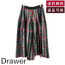 【中古】ドゥロワー Drawer プリーツフレアスカート ロング チェック柄 ラメ糸 グレー レッド ブラック 送料無料 6524-299-0870 h1114...