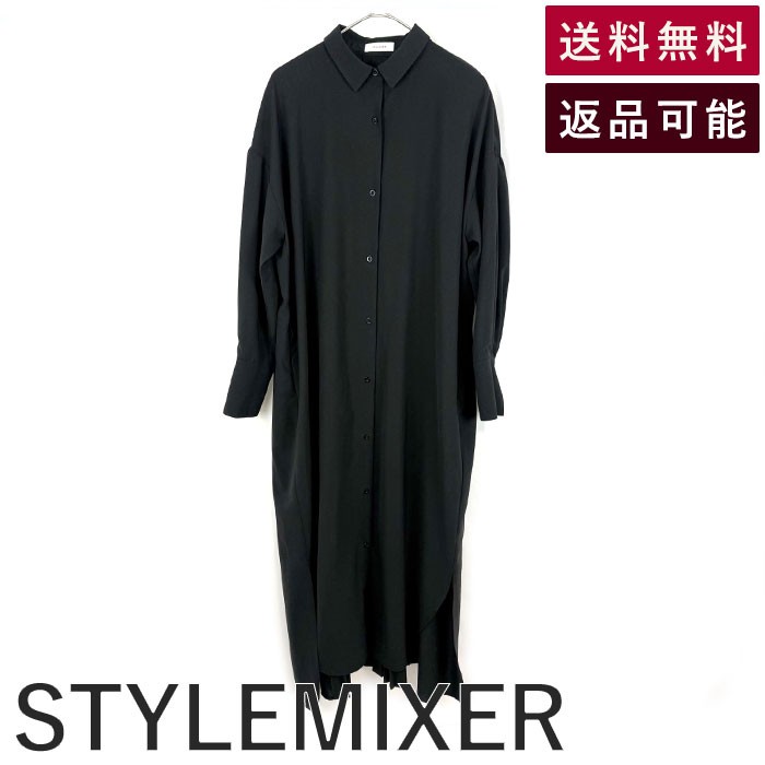 【中古】スタイルミキサー STYLEMIXER シャツワンピース バックプリーツ ロング 可愛い ブラック 黒 送料無料 500EST30-1720 h1114wq0166 返品可 古着 中古 ブランド古着DB