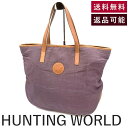 【中古】ハンティングワールド HUNTING WORLD トートバッグ バイカラー 大容量 コットン レザー くすみパープル キャメル 送料無料 h1125aq...