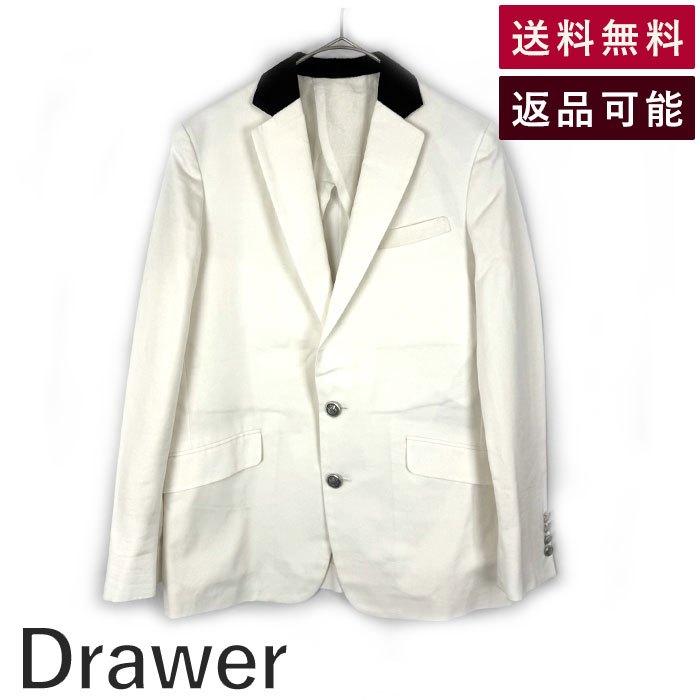 Rakuten - 【中古】ドゥロワー Drawer ジャケット シングル エンブレムボタン 襟切り替え おしゃれ ホワイト ブラック 送料無料 6522-299-0313 h1114t03810 返品可 古着 中古 ブランド古着DB