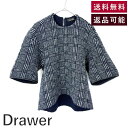 【中古】ドゥロワー Drawer 半袖ニット 12Gグレンチェック バックジップニット ネイビー ホワイト 送料無料 6518-106-0389 i0210o0...