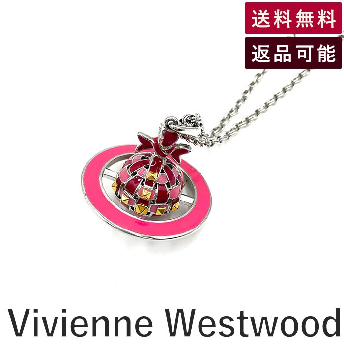 【中古】ヴィヴィアンウエストウッド Vivienne Westwood 立体オーブネックレス ロングチェーン ピンク レッド 送料無料 i0413oq00920...