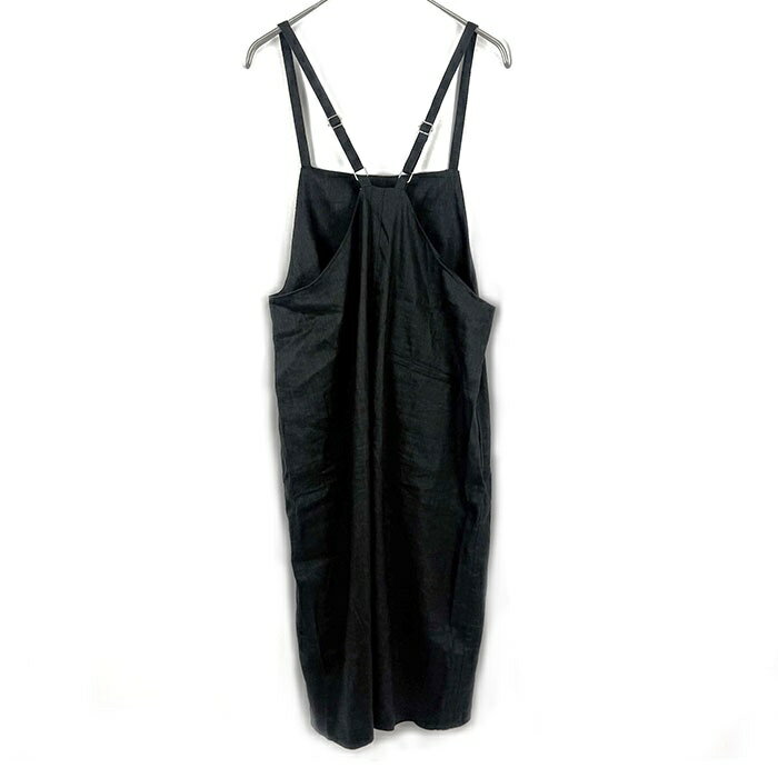 【中古】栗原はるみ KURIHARA HARUMI サロペットスカート ロング 裾スリット リネン混 ブラック 黒 送料無料 h1223rq0166 返品可 古着 中古 ブランド古着DB