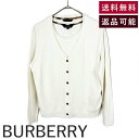 【中古】バーバリー BURBERRY アンサンブル ノースリーブ 長袖カーディガン コットン オフホワイト 白系 送料無料 FAG02-578-02 i0410...