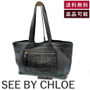 【中古】シーバイクロエ SEE BY CHLOE トートバッグ レザー 大容量 ロゴ ブラック 黒 送料無料 i0410wq02910 返品可 古着 中古 ブラ...