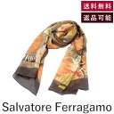 【中古】サルヴァトーレフェラガモ Ferragamo スカーフ ロング 花柄 シアー 透け感 ブラウン オレンジ系 送料無料 i0429wq00130 返品可 ...