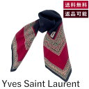 【中古】イヴサンローラン Yves Saint Laurent スカーフ 柄 ロゴ シルク ダークレッド ネイビー 送料無料 i0429wq00230 返品可 ...
