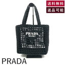 【中古】プラダ PRADA ラフィアバッグ クロシェ トートバッグ メッシュ ロゴ刺しゅう 新品 未使用 ブラック 黒 送料無料 i0305bq0011122 ...