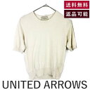 【中古】ユナイテッドアローズ UNITEDARROWS 半袖ニット クルーネック シルク 薄手 透け感 アイボリー 白系 送料無料 1518-105-0418 ...