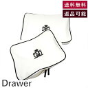 【中古】ドゥロワー Drawer ノベルティトラベルポーチ 大小2個セット クリスマスギフト ロゴ刺しゅう 白 黒 送料無料 i0512y00212 返品可 古...