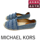 【中古】マイケルコース MICHAEL KORS エスパドリーユ スリッポン デニム フリンジ ライトブルー ベージュ 送料無料 i0619wq0555 返品可...