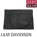 【中古】ジェイアンドエムデヴィッドソン J&M DAVIDSON クラッチバッグ スタッズ 薄型 ブラック シルバー 送料無料 i0619wq00116 返品可...