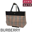 【中古】バーバリー BURBERRY トートバッグ チェック柄 ナイロン レザー バイカラー ベージュ系 ブラック 送料無料 i0627aq00487 返品可 ...