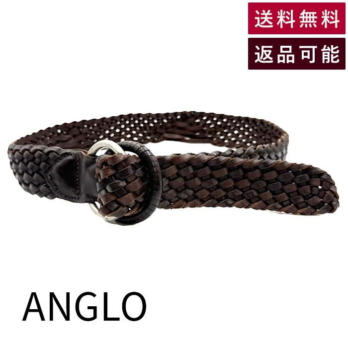 商 品 説 明【ブランド】ANGLO アングロ【サイズ】【サイズ詳細】ベルト全長109.5cm　幅5cm バックル　縦6.5cm　横6.5　厚み0.6cm【カラー】ダークブラン【素材】【ランク】B【コメント】存在感のある編込みデザインが魅力...