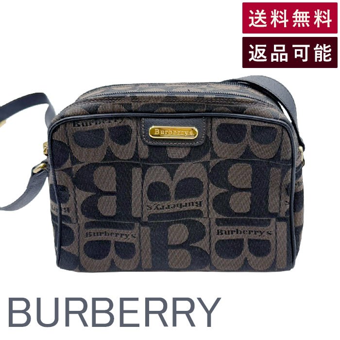 【中古】BURBERRY バーバリー ロゴ柄 ショルダーバッグ ブラウン 茶 キャンバス レザー 斜めがけ 送料無料 2084062446 i0926aq015120 返品可 古着 中古 ブランド古着DB