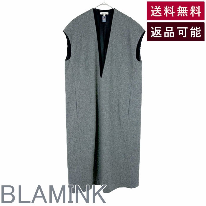 Rakuten - 【中古】BLAMINK ブラミンク ノースリーブ ワンピース グレー 36 レディース Vネック ウール 送料無料 2084238703 i1215h00836 返品可 古着 中古 ブランド古着DB