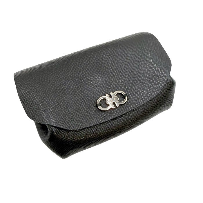 【中古】サルヴァトーレ フェラガモ Salvatore Ferragamo コインケース ガンチーニ レザー ブラック 小銭入れ 送料無料 JS-22B024 i1012oq00257 返品可 古着 中古 ブランド古着DB