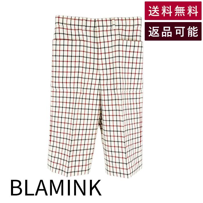 【中古】BLAMINK ブラミンク チェック柄 ハーフパンツ レディース 36 ウール100% 送料無料 2084005058 i1104h00215 返品可 古着 中古 ..
