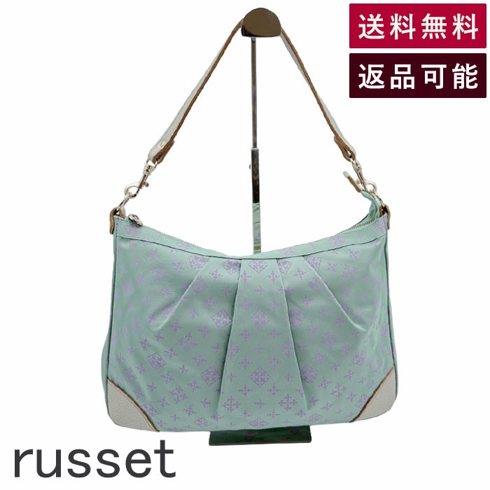 【中古】russet ラシット ショルダーバッグ ミントグリーン ナイロン×レザー 軽量 送料無料 2084283999 i1012oq0085 返品可 古着 中古 ブランド古着DB