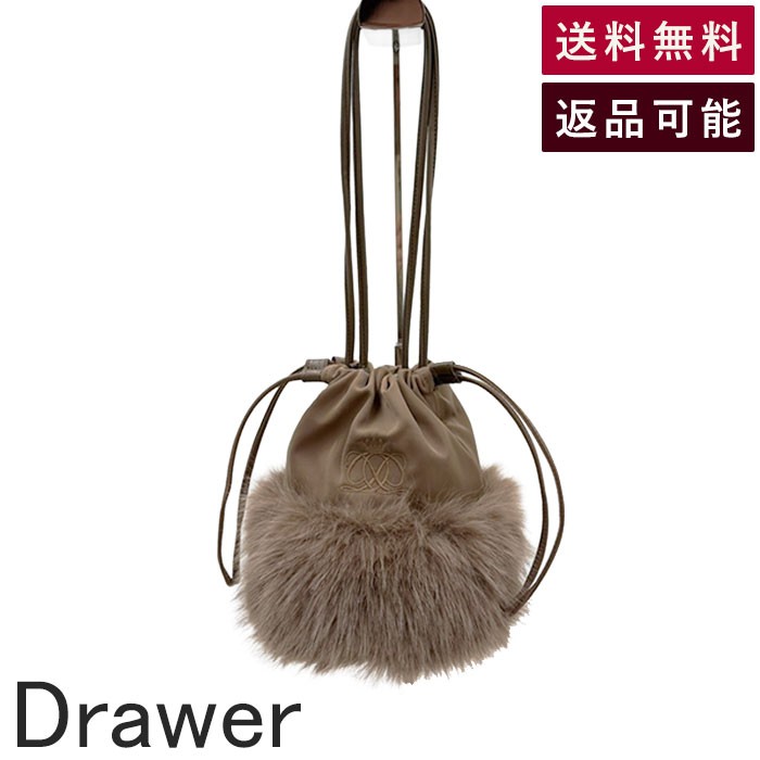 Rakuten - 【楽天スーパーSALE 20％OFF】【中古】Drawer ドゥロワー ノベルティ ファー付き 巾着 ショルダーバッグ 送料無料 i1117a00510 返品可 古着 中古 ブランド古着DB
