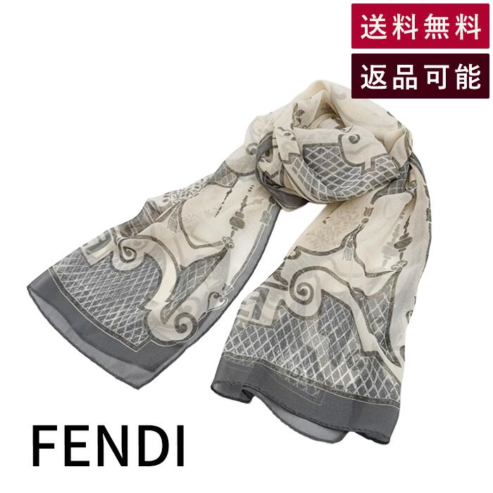 Rakuten - 【中古】フェンディ FENDI スカーフ ストール グレー 総柄 大判 送料無料 i1207oq00865 返品可 古着 中古 ブランド古着DB