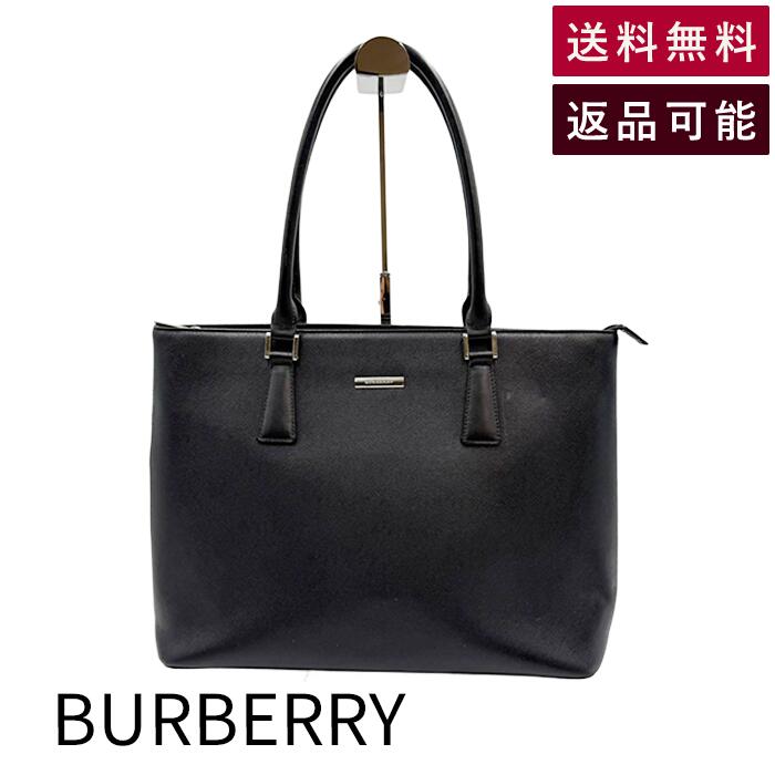 Rakuten - 【中古】BURBERRY バーバリー トートバッグ ブラック レザー A4収納可能 ビジネスバッグ レディース 送料無料 j0115lq01716 返品可 古着 中古 ブランド古着DB