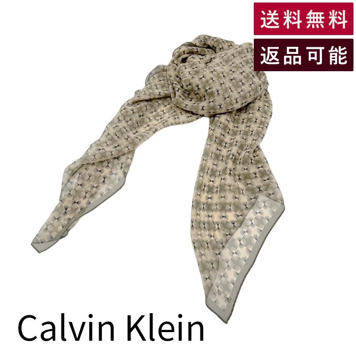 Rakuten - 【中古】Calvin Klein カルバンクライン スカーフ シフォン ベージュ シルク100% 送料無料 j0223tq0235 返品可 古着 中古 ブランド古着DB