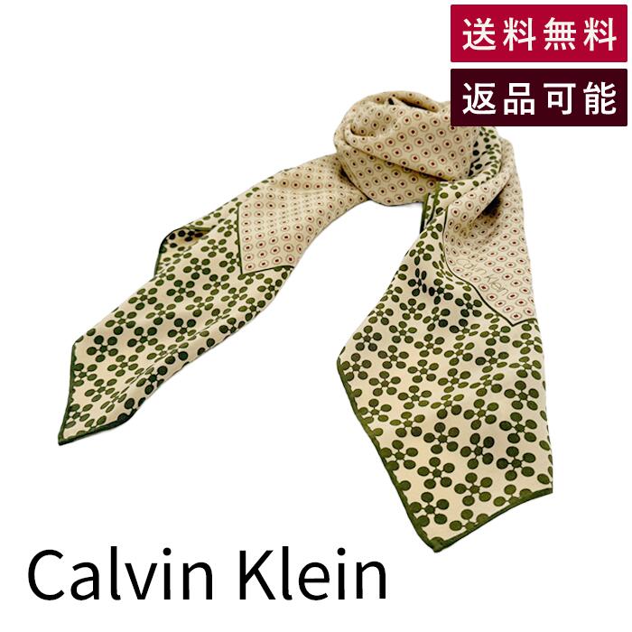 Rakuten - 【中古】Calvin Klein カルバンクライン スカーフ ベージュ系 シルク100% 送料無料 j0223tq0245 返品可 古着 中古 ブランド古着DB
