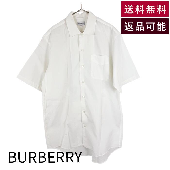 Rakuten - 【中古】バーバリー BURBERRY 半袖シャツ 白 無地 コットン リネン混 サイズM 送料無料 BBW86-420 i0911wq0196 返品可 古着 中古 ブランド古着DB