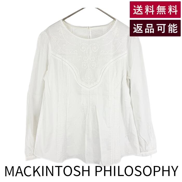 乐天商城 - 【中古】マッキントッシュフィロソフィー MACKINTOSH PHILOSOPHY ブラウス 白 長袖 刺繍 コットン サイズ38 送料無料 H5M13-618-01 i0818n02277 返品可 古着 中古 ブランド古着DB