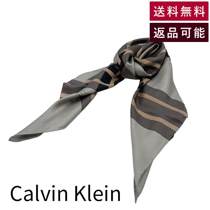 Rakuten - 【中古】カルバンクライン Calvin Klein スカーフ グレー系 ストライプ 大判 送料無料 j0223tq0255 返品可 古着 中古 ブランド古着DB