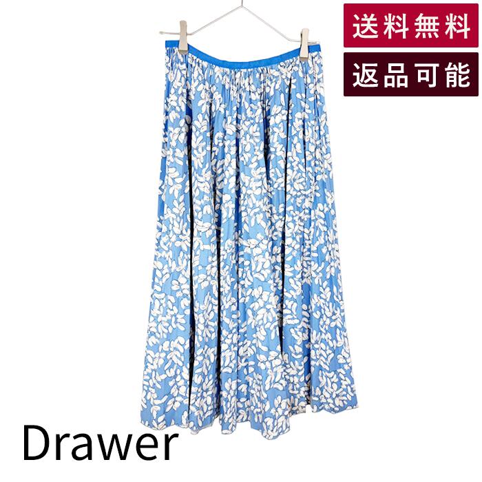 Rakuten - 【楽天スーパーSALE 20％OFF】【中古】ドゥロワー Drawer プリーツスカート 花柄 ブルー サイズ36 ロング 送料無料 6524-299-1329 i0917s00321 返品可 古着 中古 ブランド古着DB