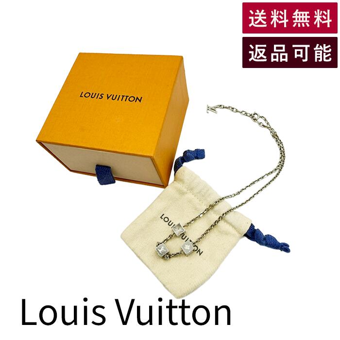 Rakuten - 【中古】ルイヴィトン Louis Vuitton コリエ・ギャンブル ネックレス LVキューブ シルバー系 箱付き 送料無料 i1029pq005150 返品可 古着 中古 ブランド古着DB
