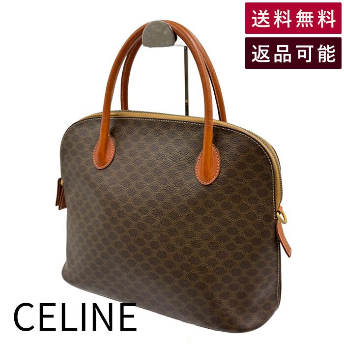 【超希少美品!】CELINE セリーヌ ブラウンレザートートバッグ ハンドバッグ CELINE セリーヌ マカダム ハンドバッグ ブラウン ブラゾン型押し PVC