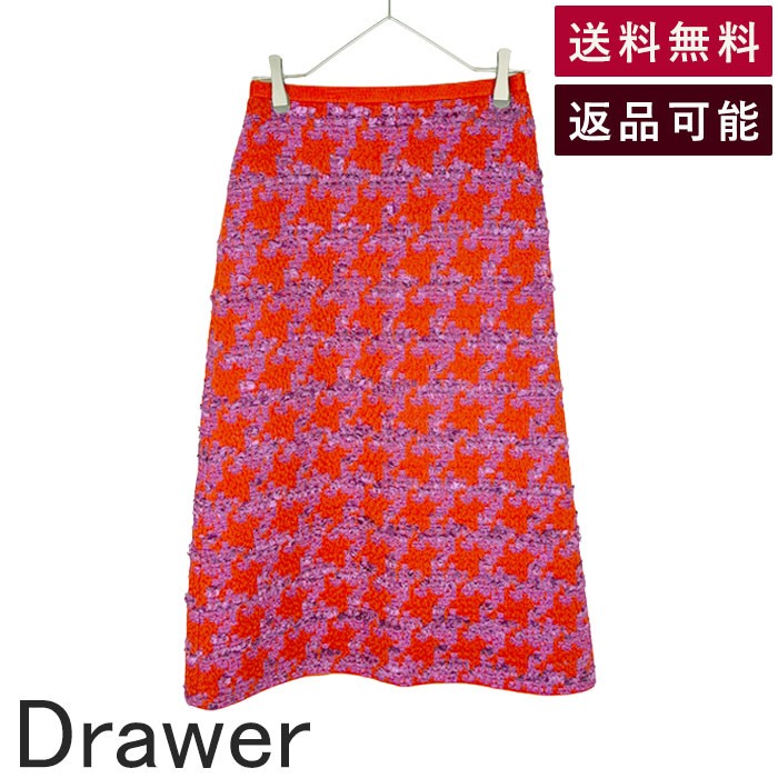 Rakuten - 【中古】ドゥロワー Drawer 千鳥格子 ニットスカート 36 レッド パープル ロング 送料無料 6524-299-1758 j0416t00336 返品可 古着 中古 ブランド古着DB