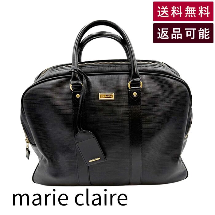 Rakuten - 【中古】marie claire マリクレール ボストンバッグ ブラック ゴルフ 旅行 大容量 南京錠 送料無料 j0223tq00715 返品可 古着 中古 ブランド古着DB