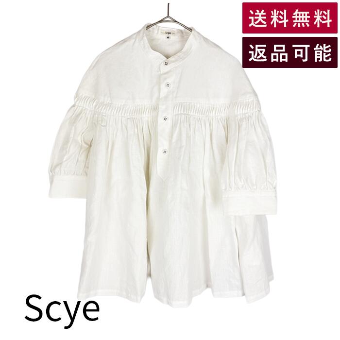 Rakuten - 【中古】Scye サイ ブラウス 白 サイズ40 コットン100％ ギャザー 半袖 プルオーバー レディース 送料無料 j0312wq04160 返品可 古着 中古 ブランド古着DB