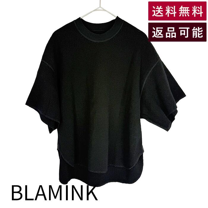 乐天商城 - 【中古】BLAMINK ブラミンク ワッフルTシャツ ブラック コットン100％ 半袖 カットソー レディース 送料無料 j0410a00827 返品可 古着 中古 ブランド古着DB