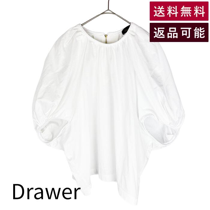 Rakuten - 【中古】ドゥロワー Drawer パフスリーブ カットソー ホワイト ギャザー ボリューム袖 送料無料 6517-299-0705 j0410a01525 返品可 古着 中古 ブランド古着DB