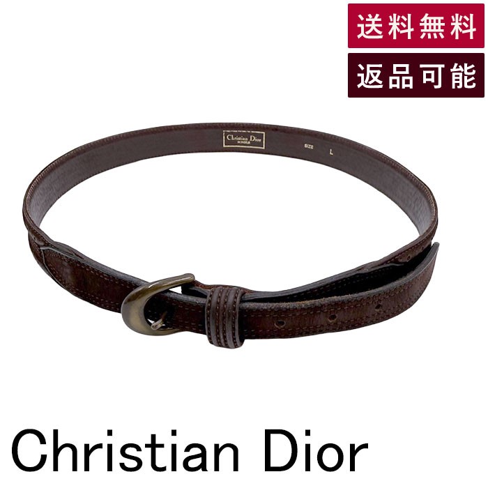 Rakuten - 【中古】クリスチャンディオール Christian Dior レザーベルト ブラウン 送料無料 j0405oq01430 返品可 古着 中古 ブランド古着DB