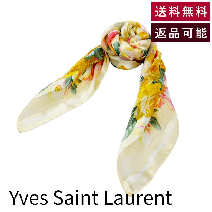 Rakuten - 【中古】イヴサンローラン Yves Saint Laurent 花柄スカーフ イエロー シアー フラワー柄 大判 送料無料 j0405oq01920 返品可 古着 中古 ブランド古着DB